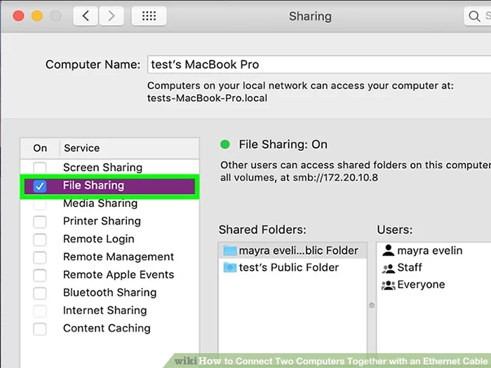 گزینه File Sharing در مک