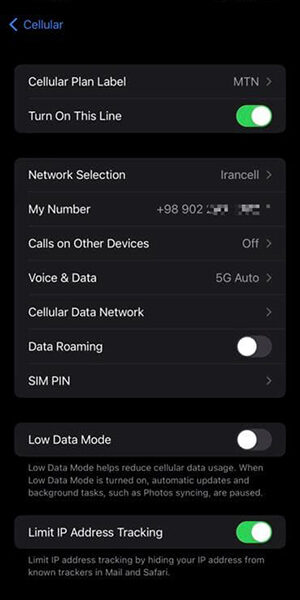 تنظیمات 5G آیفون