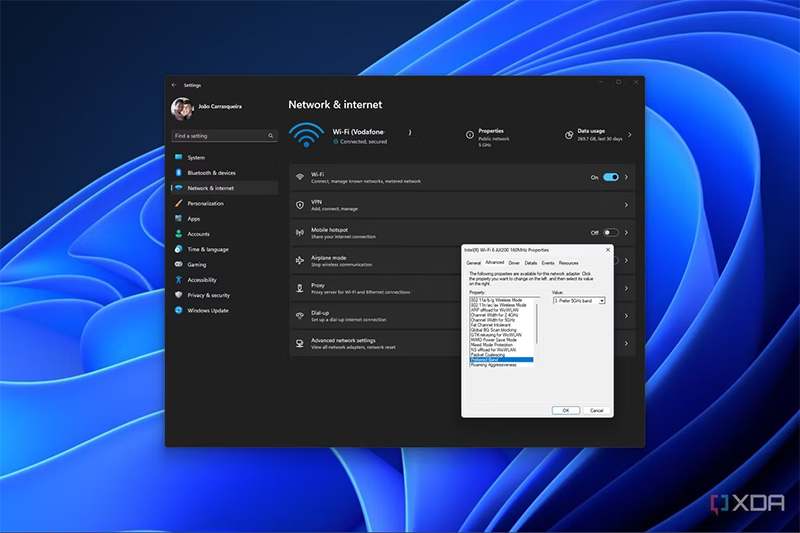 ویندوز ۱۱ وای فای ۵ گیگاهرتز