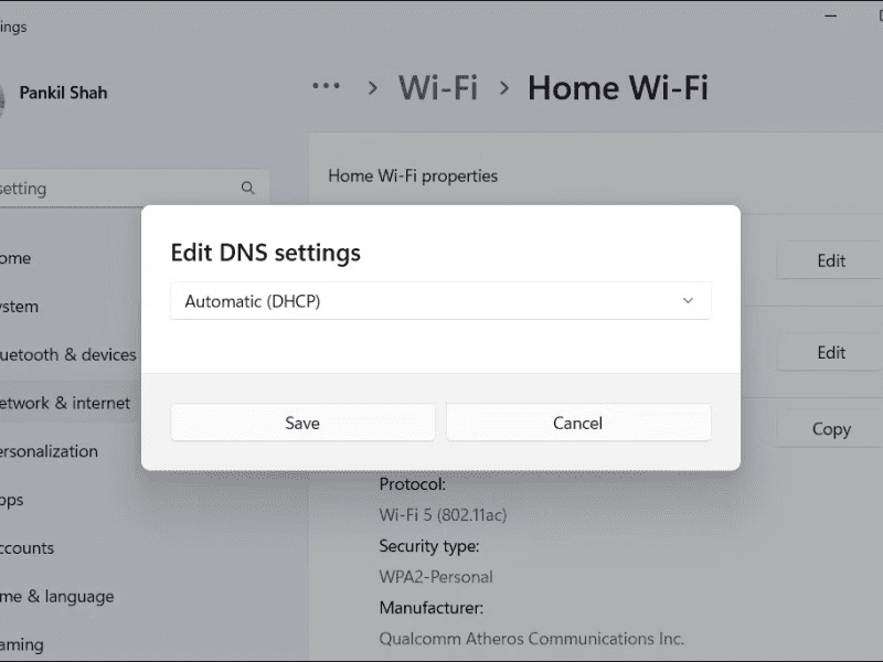 تنظیمات DNS ویندوز 