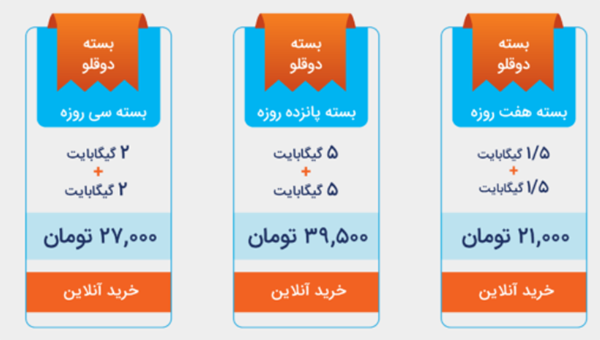 بسته اینترنت دو قلو
