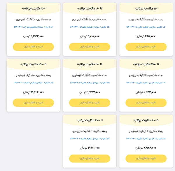 بستههای ۶ ماهه