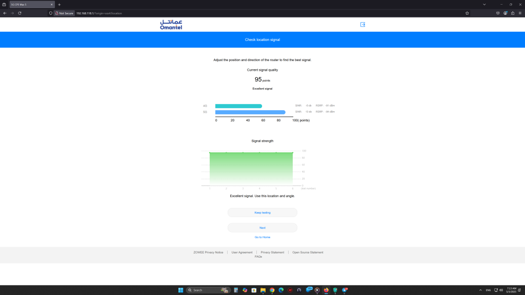 پنل کاربری مودم 5G CPE MAX 5