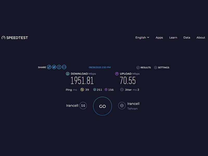 تست سرعت 5G ایرانسل مازندران