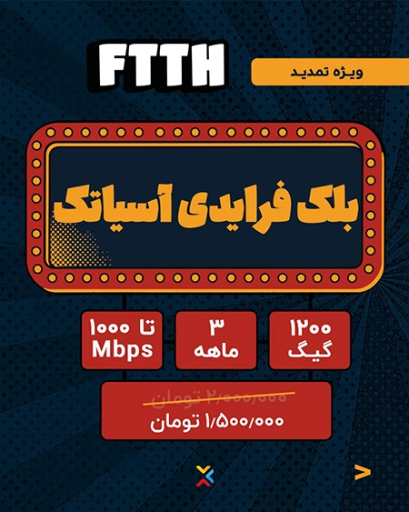 طرحهای ویژه تمدید و حجم اضافه سرویس FTTH (فیبرنوری) بلک فرایدی